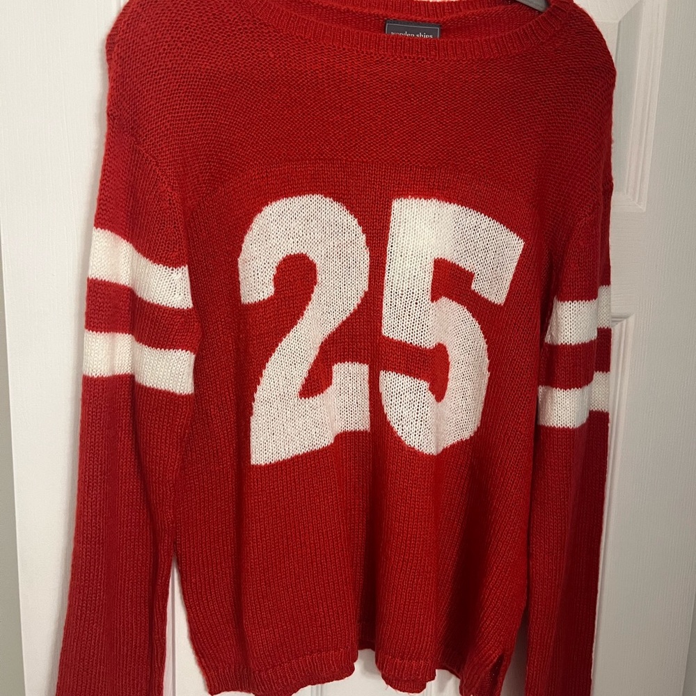 Wooden Ships custom sweater with #25. Red and White Size M/L 8/10